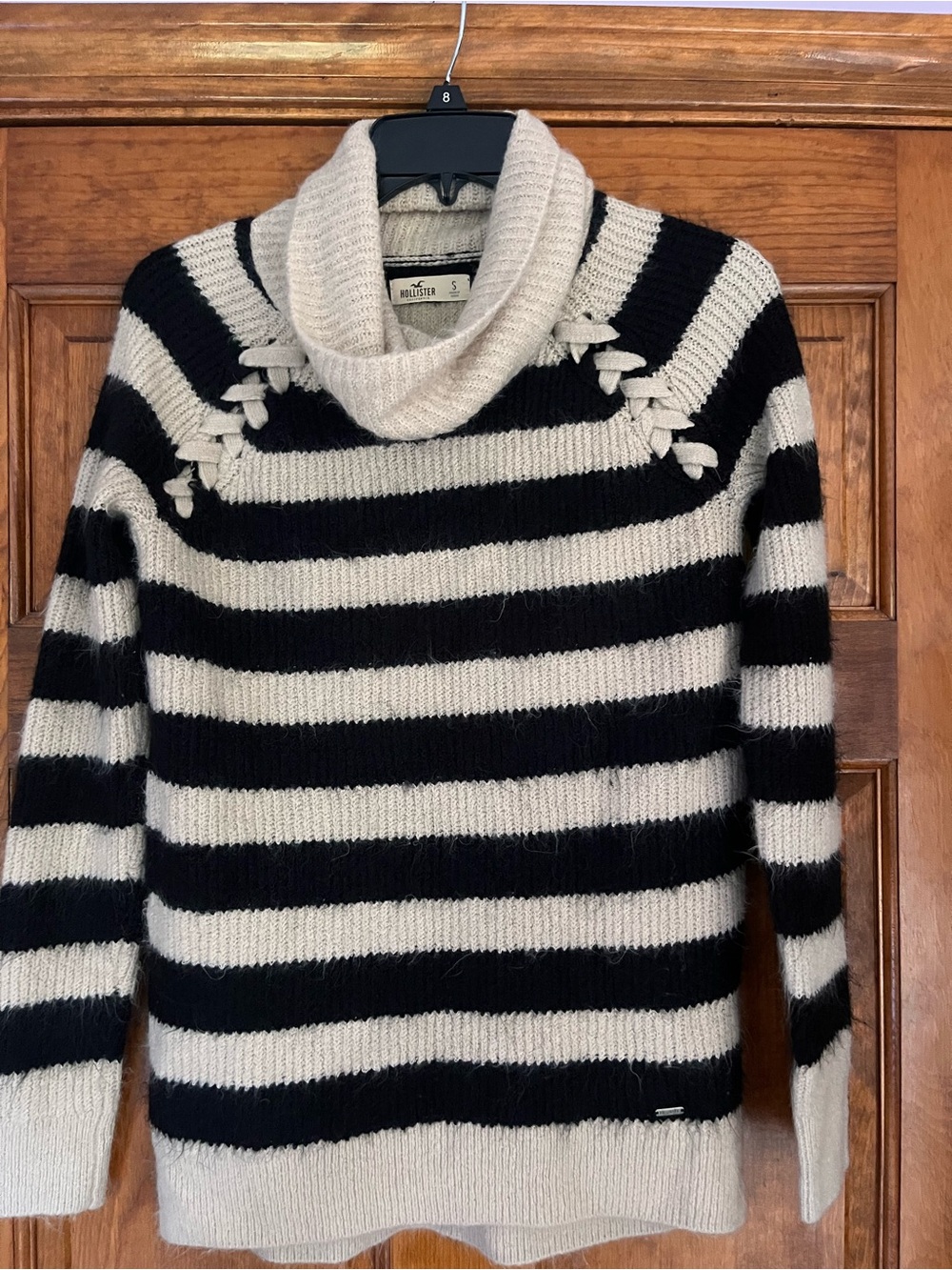 Hollister Black & Oat Meal Striped Cowl Sweater